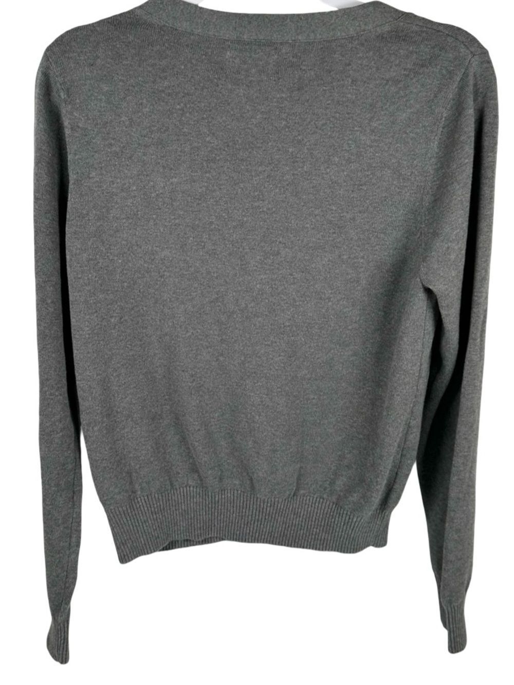 Pact 100% Organic Cotton Gray Button Front V Neck Soft Cardigan Sweater Medium - Picture 2 of 6